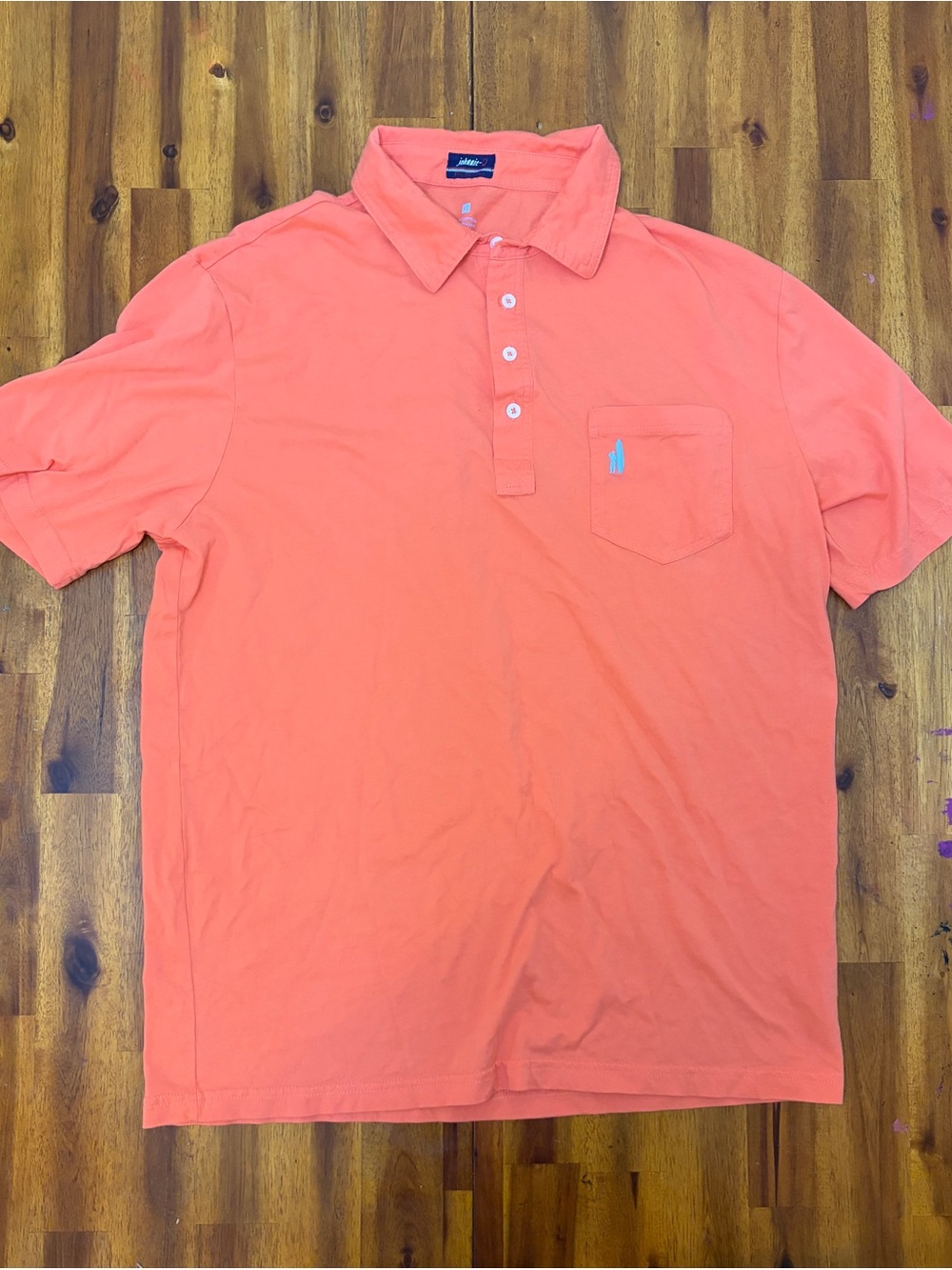 Johnnie-O Men's Short Sleeve Pocket Polo Orange Salmon Surfer Golf Shirt size XL